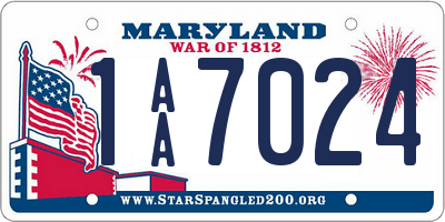 MD license plate 1AA7024