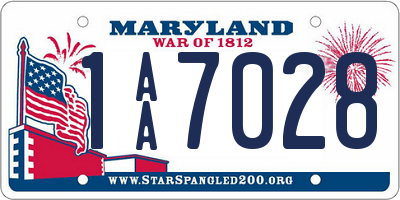 MD license plate 1AA7028