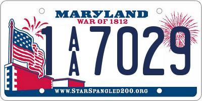 MD license plate 1AA7029