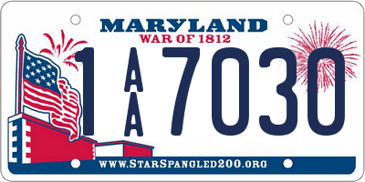 MD license plate 1AA7030