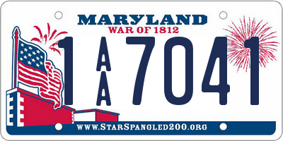 MD license plate 1AA7041