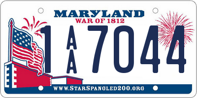 MD license plate 1AA7044