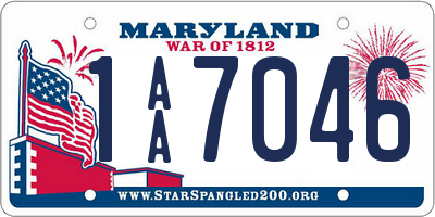 MD license plate 1AA7046