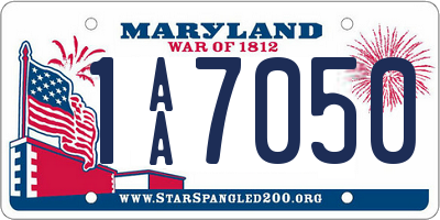 MD license plate 1AA7050