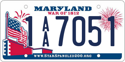 MD license plate 1AA7051