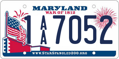 MD license plate 1AA7052