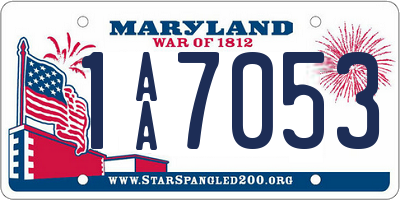 MD license plate 1AA7053