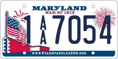 MD license plate 1AA7054