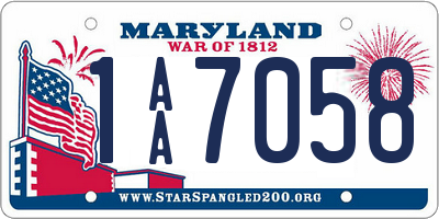 MD license plate 1AA7058