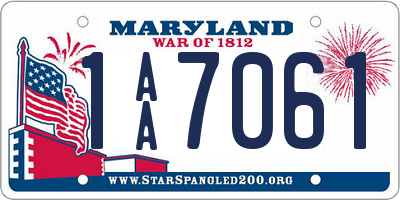 MD license plate 1AA7061