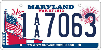 MD license plate 1AA7063