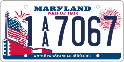 MD license plate 1AA7067