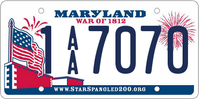 MD license plate 1AA7070