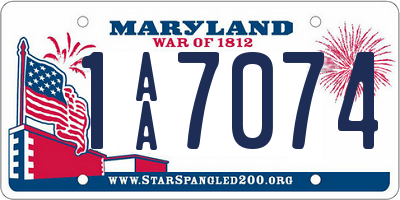 MD license plate 1AA7074