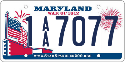 MD license plate 1AA7077