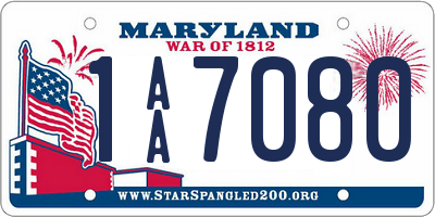 MD license plate 1AA7080