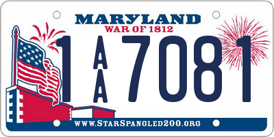 MD license plate 1AA7081