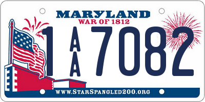 MD license plate 1AA7082