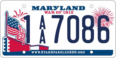 MD license plate 1AA7086