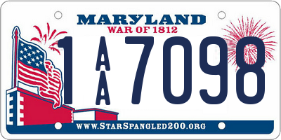 MD license plate 1AA7098