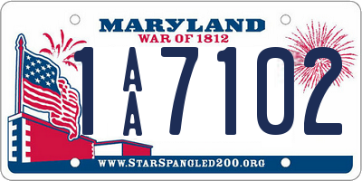 MD license plate 1AA7102