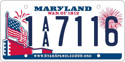 MD license plate 1AA7116