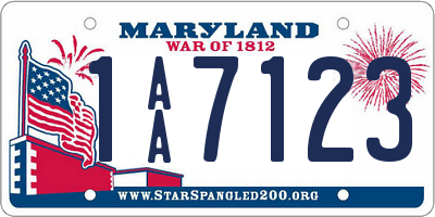 MD license plate 1AA7123