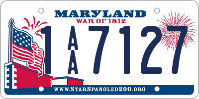 MD license plate 1AA7127