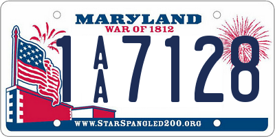 MD license plate 1AA7128