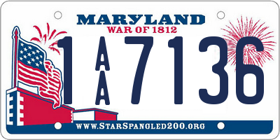 MD license plate 1AA7136