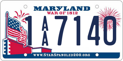 MD license plate 1AA7140