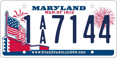 MD license plate 1AA7144