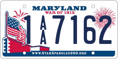 MD license plate 1AA7162