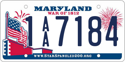 MD license plate 1AA7184