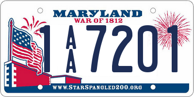 MD license plate 1AA7201