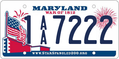 MD license plate 1AA7222