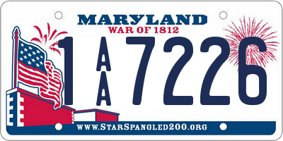 MD license plate 1AA7226