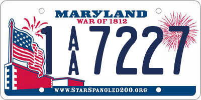 MD license plate 1AA7227