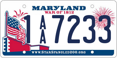 MD license plate 1AA7233