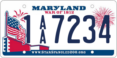 MD license plate 1AA7234