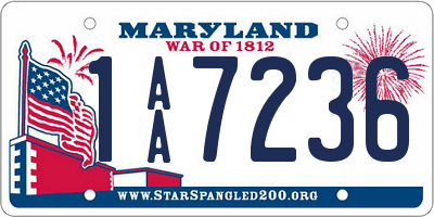 MD license plate 1AA7236
