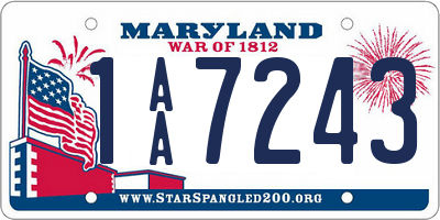 MD license plate 1AA7243