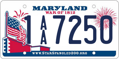 MD license plate 1AA7250