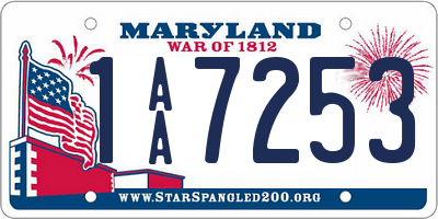 MD license plate 1AA7253