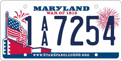 MD license plate 1AA7254