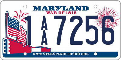 MD license plate 1AA7256