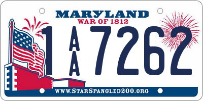 MD license plate 1AA7262