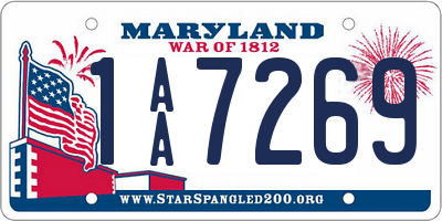 MD license plate 1AA7269