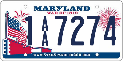 MD license plate 1AA7274
