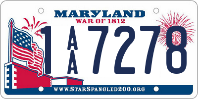 MD license plate 1AA7278